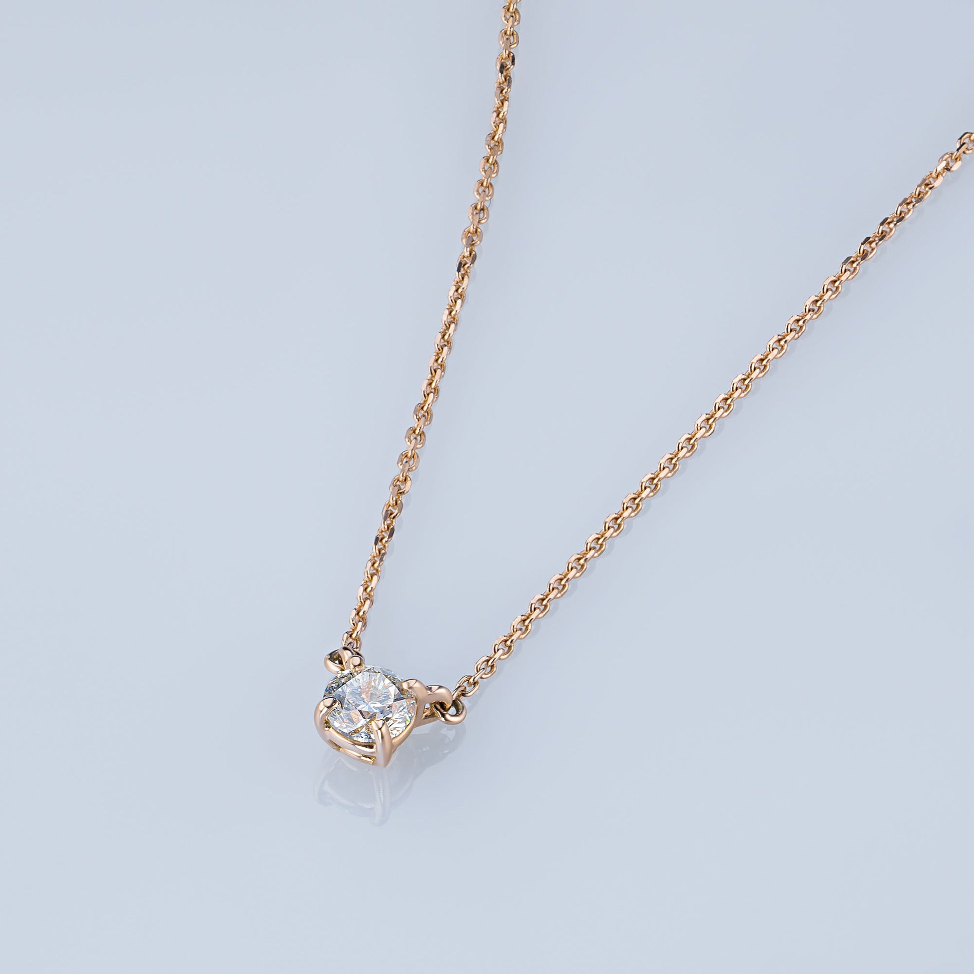 14K Yellow Gold Necklace with 1 Round-Cut Lab-Created Diamond 0.4 - Which Mark