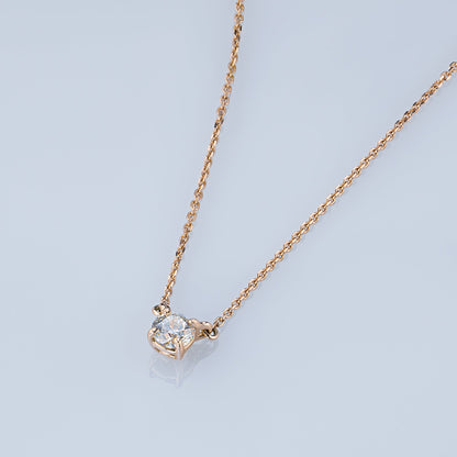 14K Yellow Gold Necklace with 1 Round-Cut Lab-Created Diamond 0.4 - Which Mark
