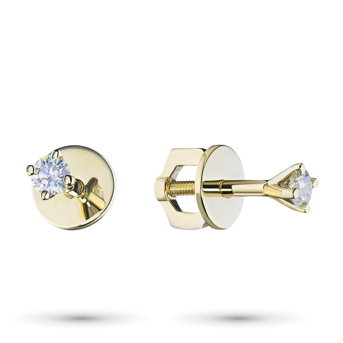 14K Yellow Gold Earring Studs with 2 Round-Cut Lab-Created Diamonds 1 - Which Mark