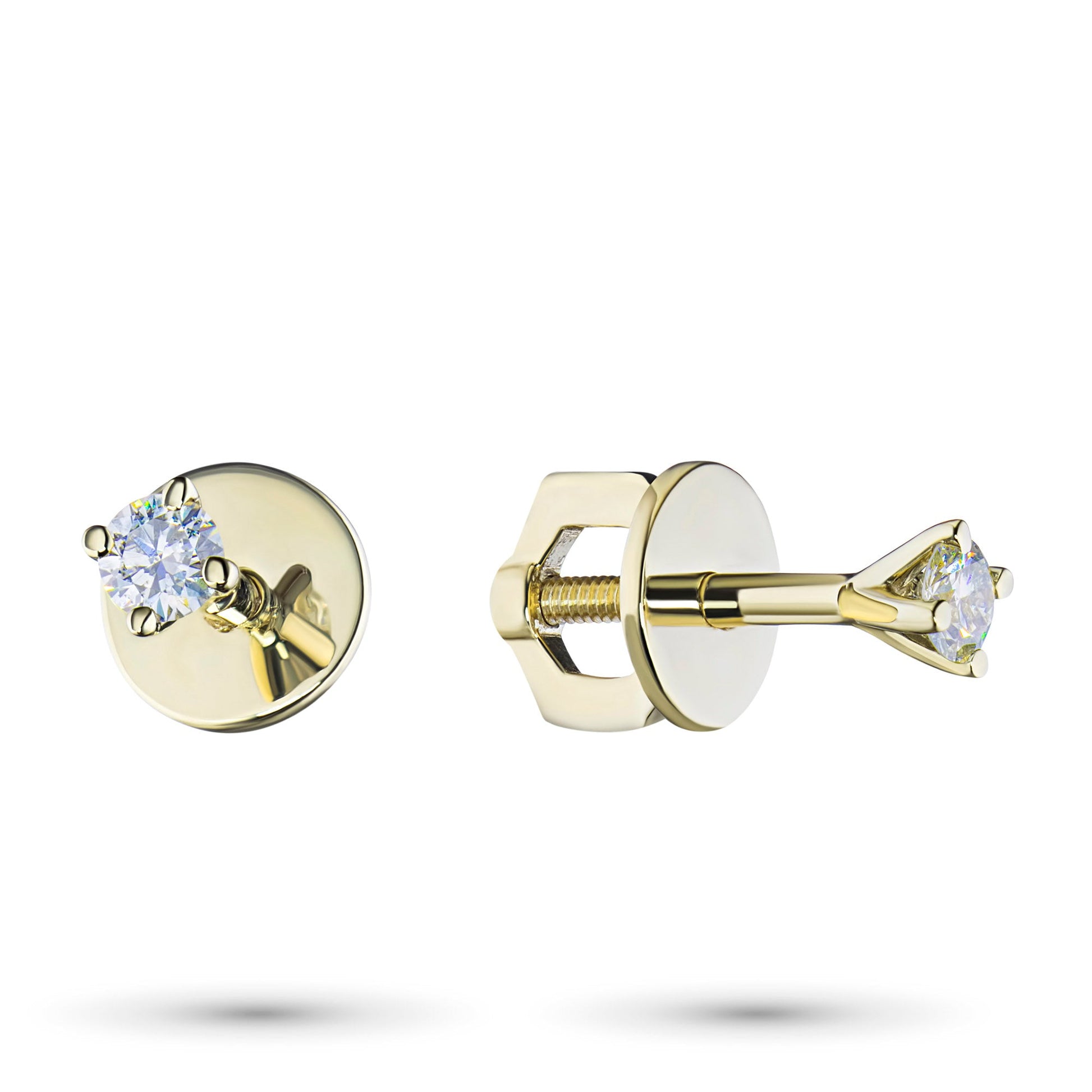 14K Yellow Gold Earring Studs with 2 Round-Cut Lab-Created Diamonds 1 - Which Mark