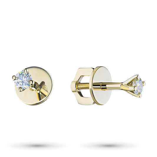 14K Yellow Gold Earring Studs with 2 Round-Cut Lab-Created Diamonds 1 - Which Mark