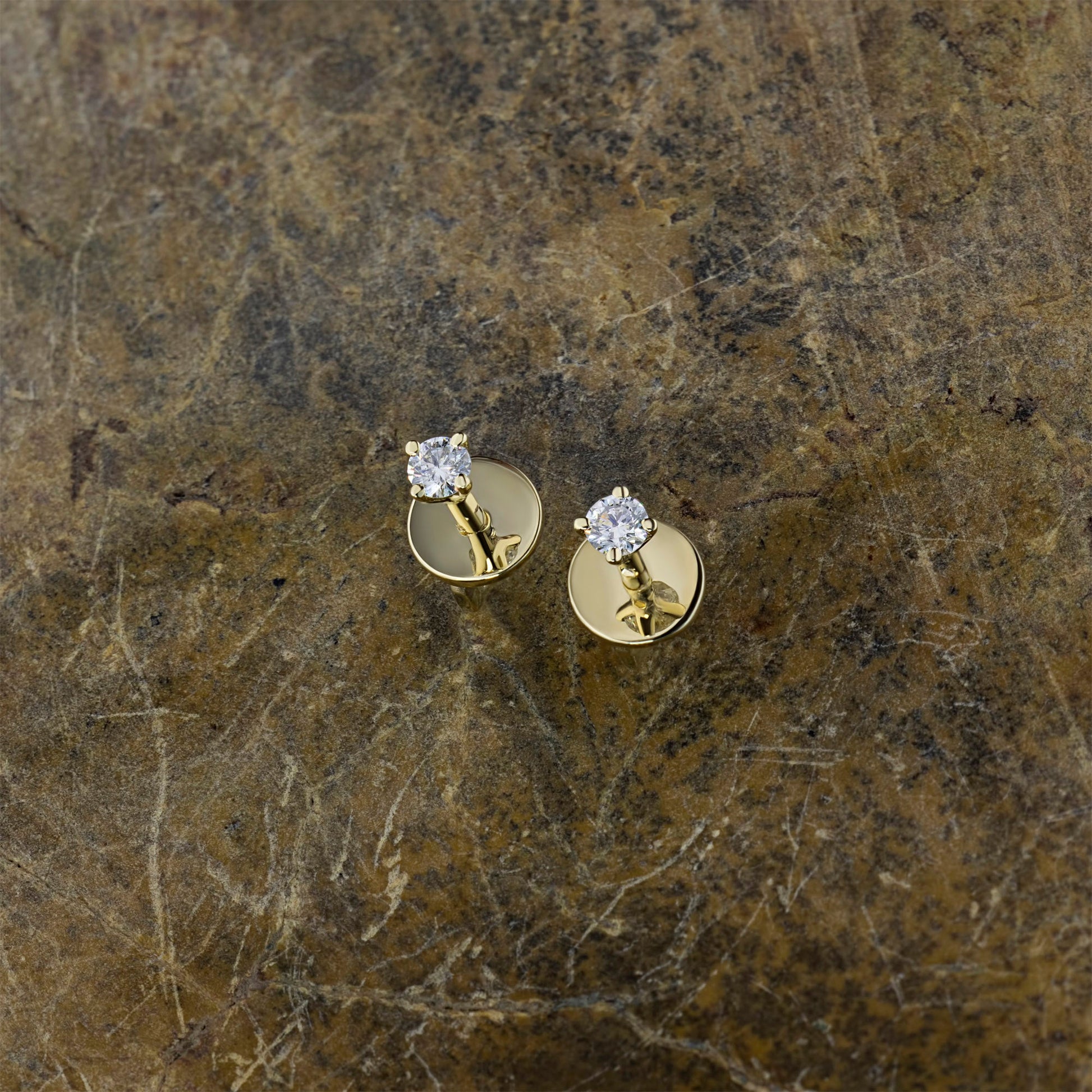14K Yellow Gold Earring Studs with 2 Round-Cut Lab-Created Diamonds 1 - Which Mark