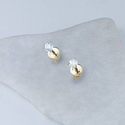 14K Yellow Gold Earring Studs with 2 Round-Cut Lab-Created Diamonds - Which Mark