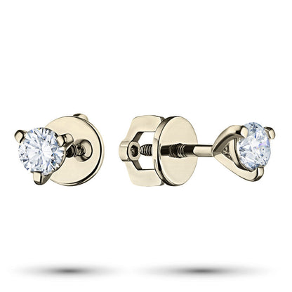 14K Yellow Gold Earring Studs with 2 Round-Cut Lab-Created Diamonds - Which Mark
