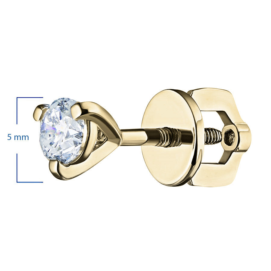 14K Yellow Gold Earring Studs with 2 Round-Cut Lab-Created Diamonds - Which Mark