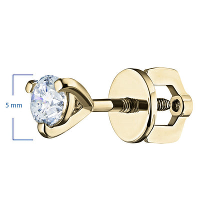 14K Yellow Gold Earring Studs with 2 Round-Cut Lab-Created Diamonds - Which Mark