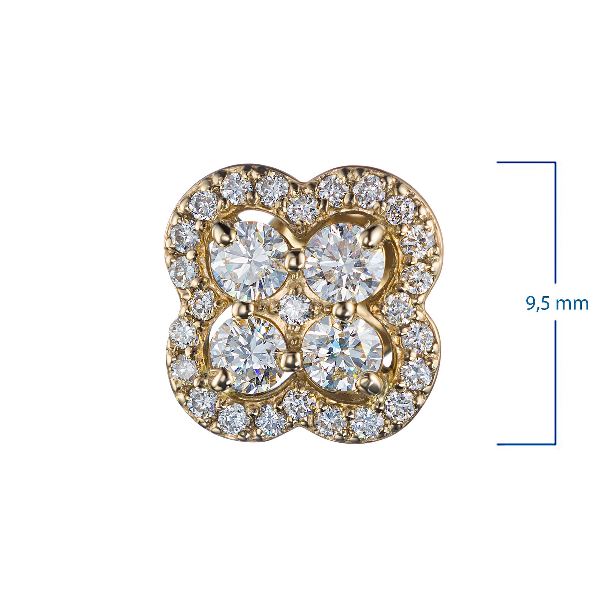 14K Yellow Gold Earring Studs with 58 Round-Cut Lab-Created Diamonds - Which Mark