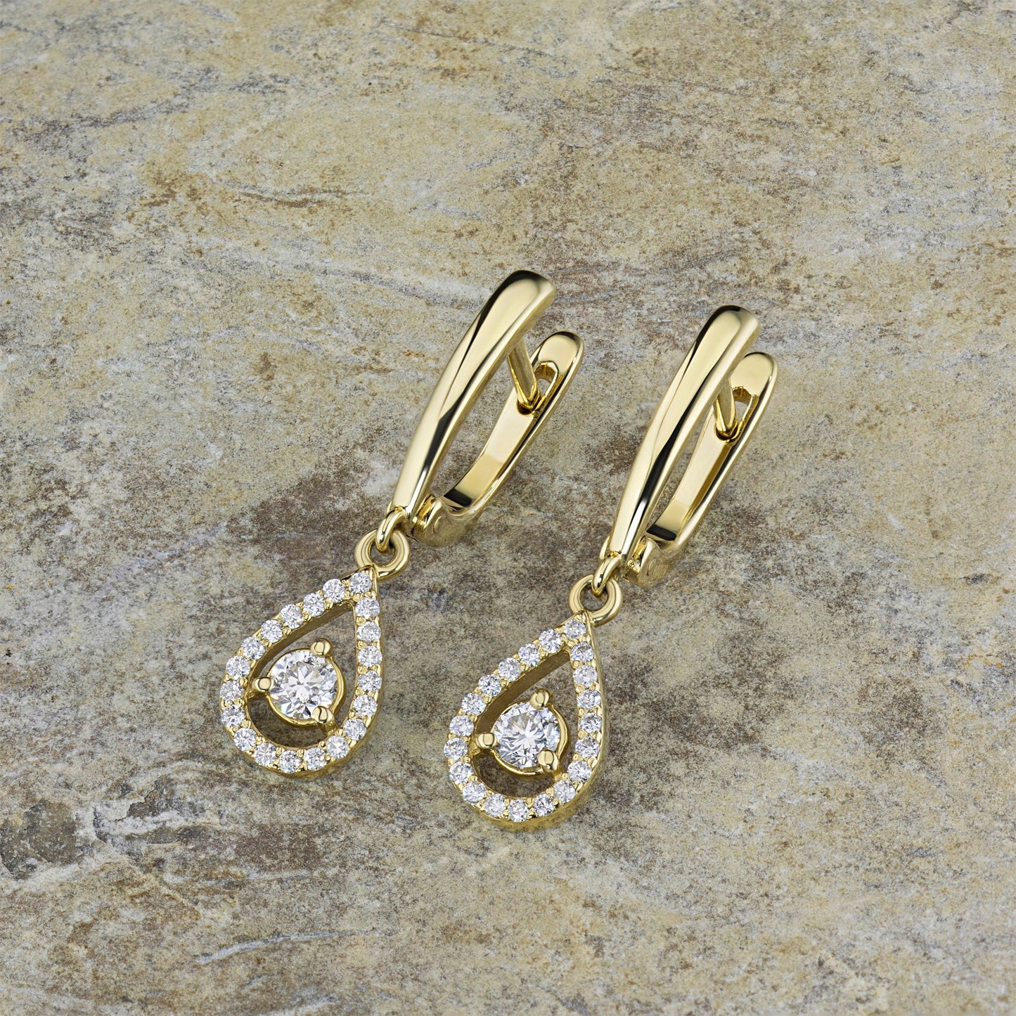 14K Yellow Gold Earrings with 42 Round-Cut Lab-Created Diamonds 1.159 - Which Mark