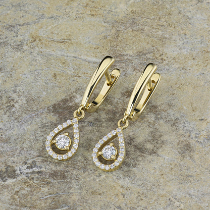 14K Yellow Gold Earrings with 42 Round-Cut Lab-Created Diamonds 1.159 - Which Mark