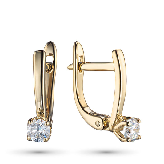 14K Yellow Gold Earrings with 2 Round-Cut Lab-Created Diamonds 0.65 - Which Mark