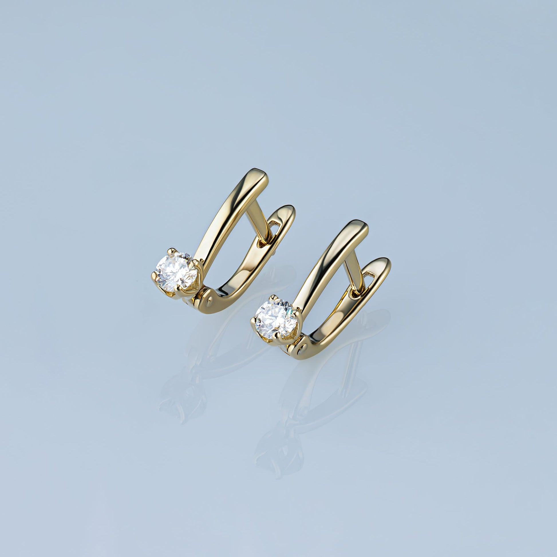 14K Yellow Gold Earrings with 2 Round-Cut Lab-Created Diamonds 0.65 - Which Mark