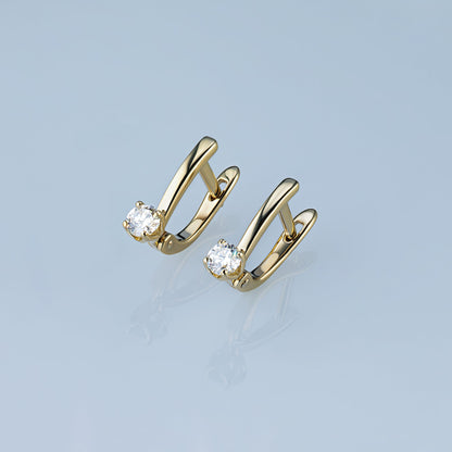 14K Yellow Gold Earrings with 2 Round-Cut Lab-Created Diamonds 0.65 - Which Mark