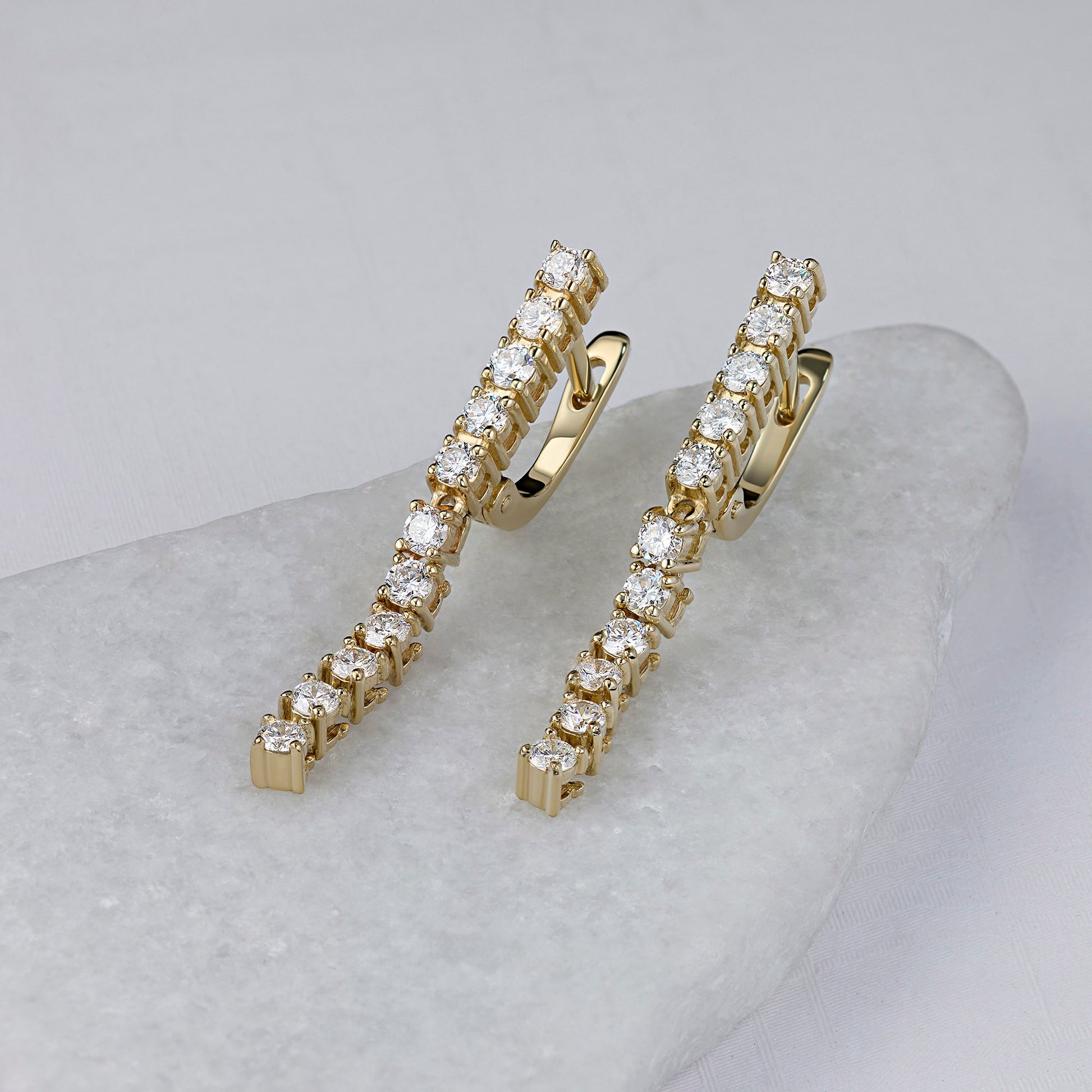 14K Yellow Gold Earrings with 22 Round-Cut Lab-Created Diamonds 1.152 - Which Mark