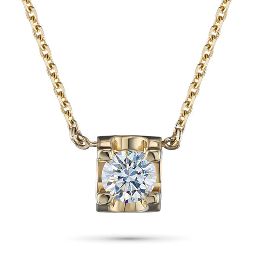 14K Yellow Gold Necklace with 1 Round-Cut Lab-Created Diamond 0.34 - Which Mark