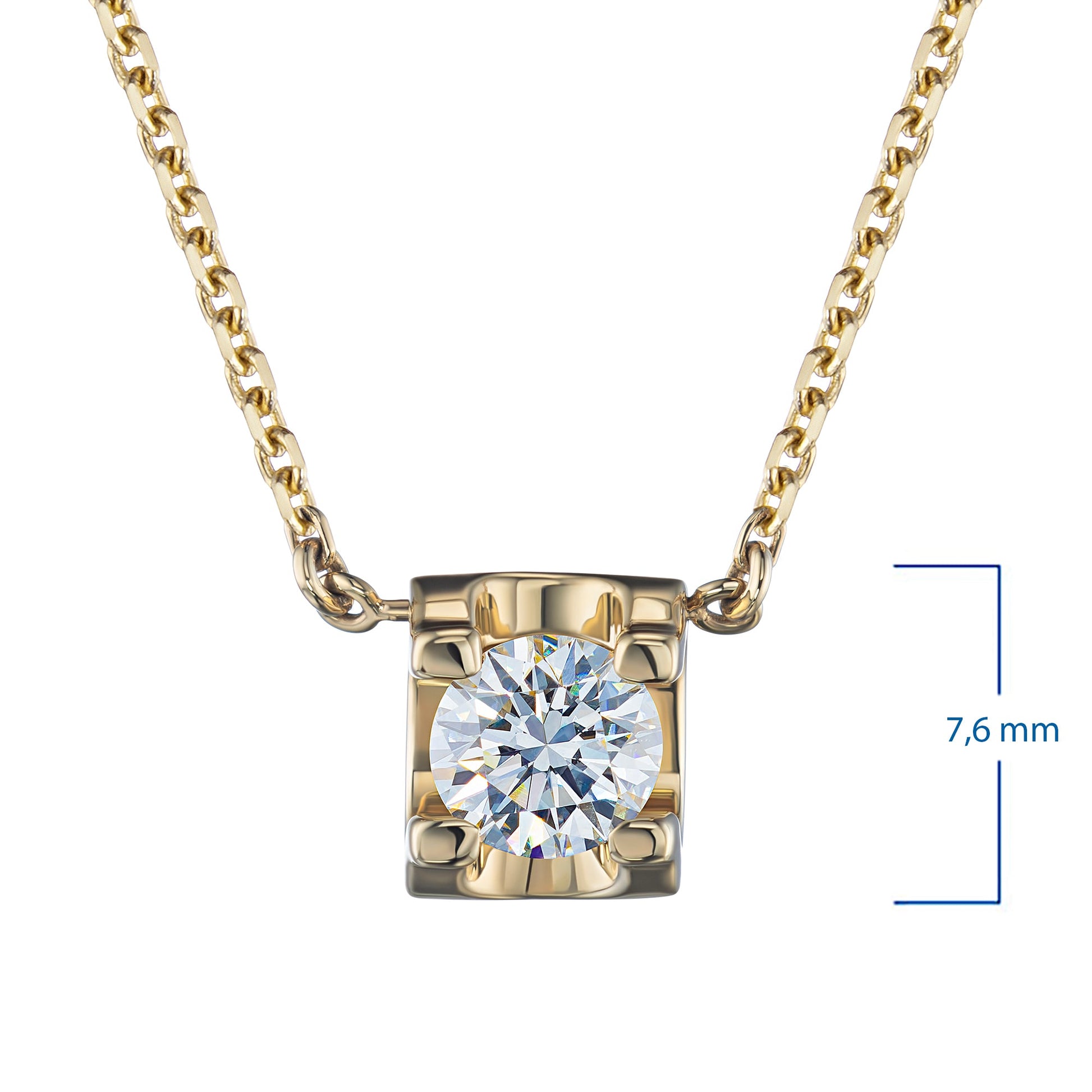 14K Yellow Gold Necklace with 1 Round-Cut Lab-Created Diamond 0.34 - Which Mark