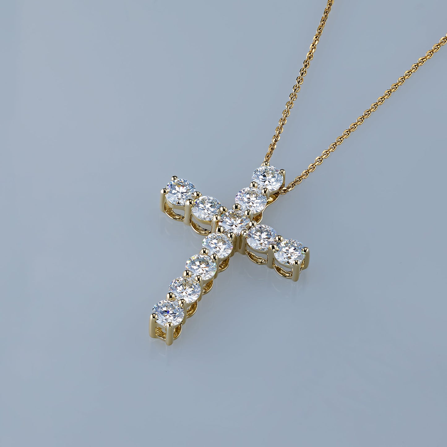 14K Yellow Gold Pendant with 11 Round-Cut Lab-Created Diamonds 2.81 - Which Mark