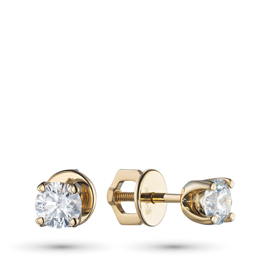 14K Yellow Gold Earring Studs with 0 Round-Cut Diamond 0.91 CT.TW - Which Mark
