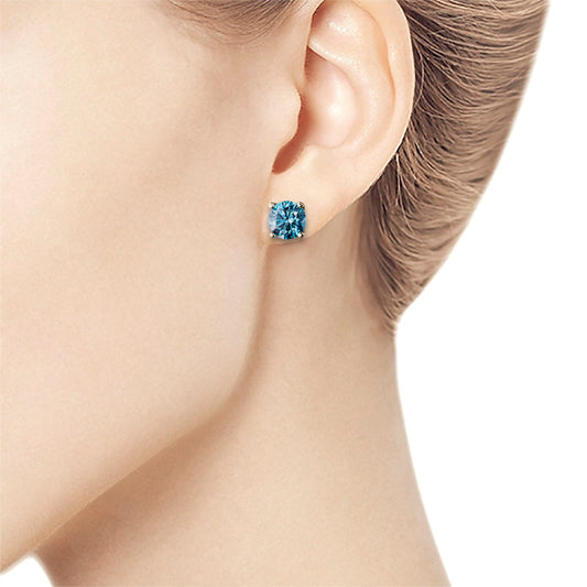 14K Yellow Gold Earring Studs with 0 Round-Cut Diamond 0.91 CT.TW - Which Mark