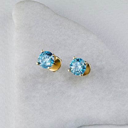 14K Yellow Gold Earring Studs with 0 Round-Cut Diamond 0.91 CT.TW - Which Mark