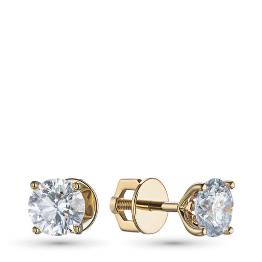 14K Yellow Gold Earring Studs with 2 Round-Cut Lab-Created Diamonds 2 - Which Mark