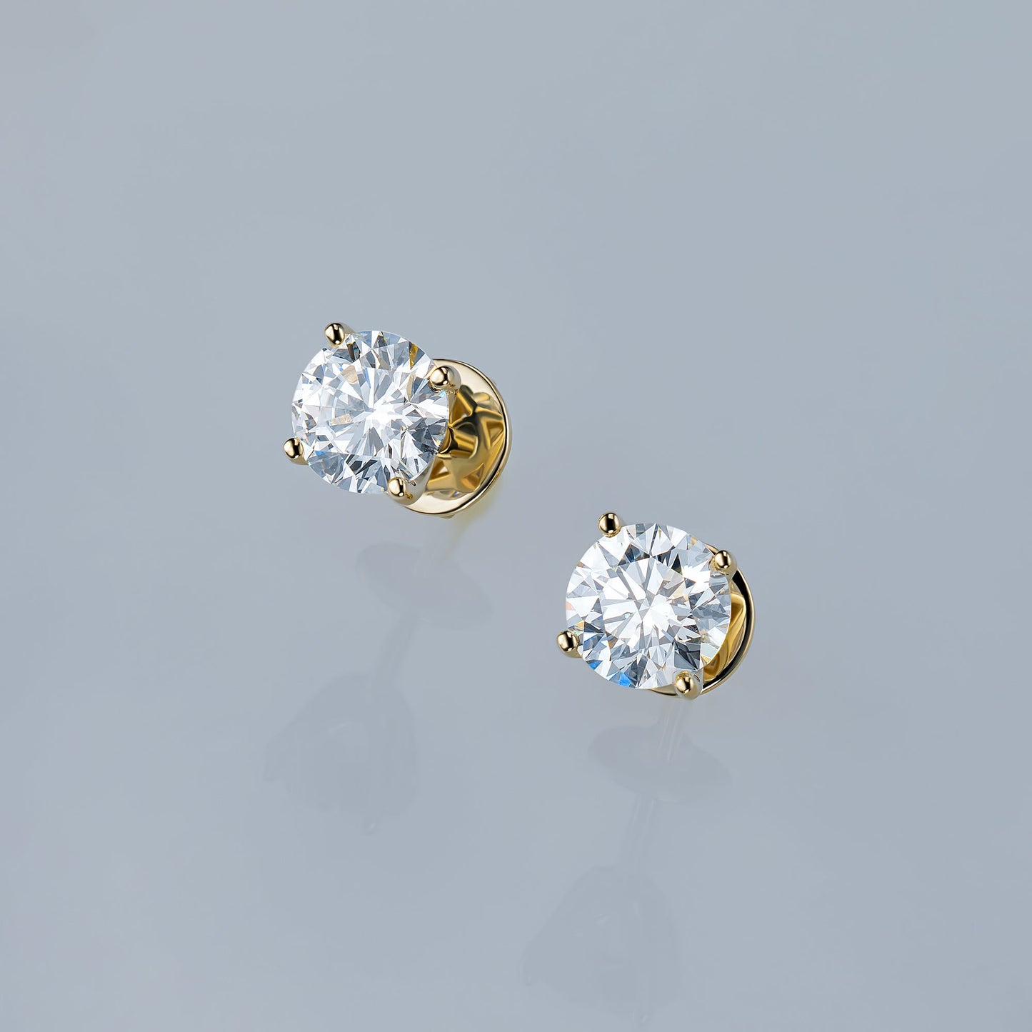 14K Yellow Gold Earring Studs with 2 Round-Cut Lab-Created Diamonds 2 - Which Mark