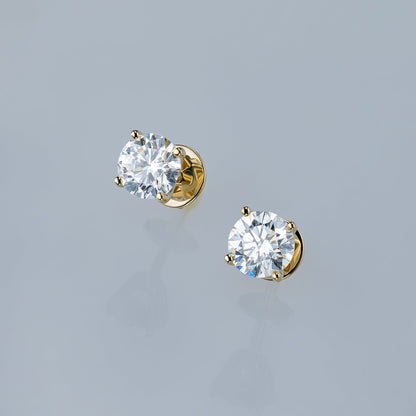 14K Yellow Gold Earring Studs with 2 Round-Cut Lab-Created Diamonds 2 - Which Mark