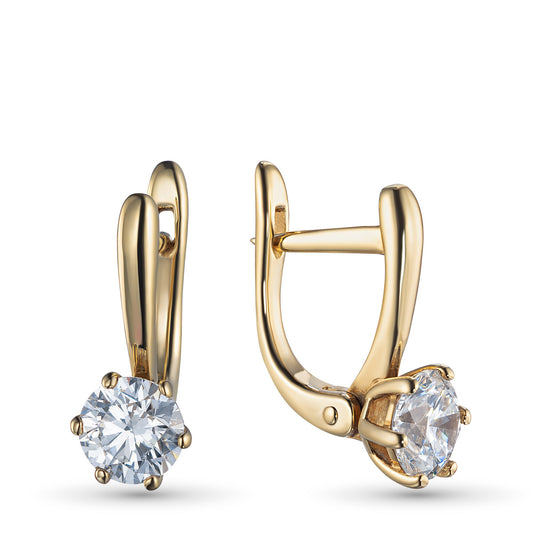14K Yellow Gold Earrings with 2 Round-Cut Lab-Created Diamonds 0.64 - Which Mark