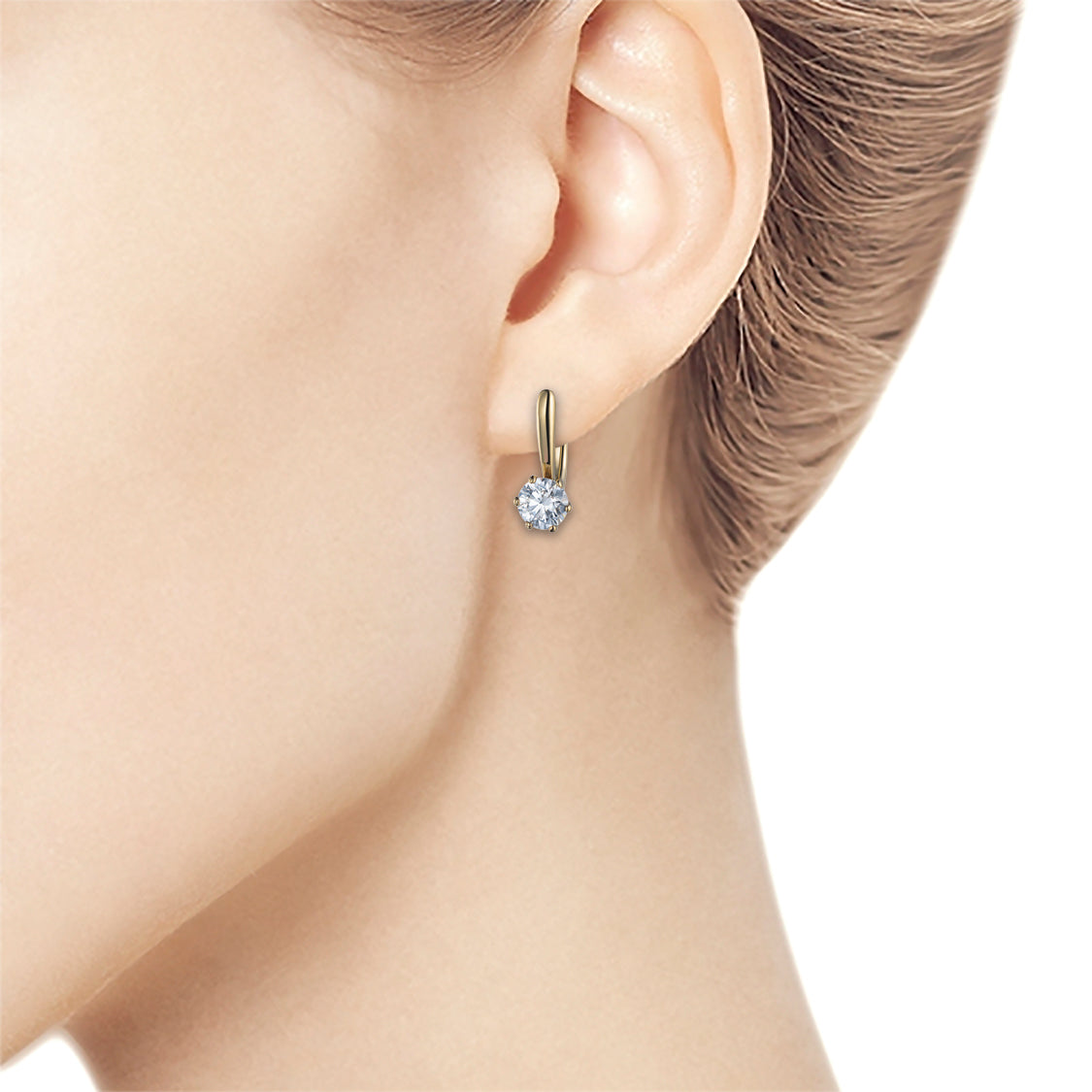 14K Yellow Gold Earrings with 2 Round-Cut Lab-Created Diamonds 0.64 - Which Mark