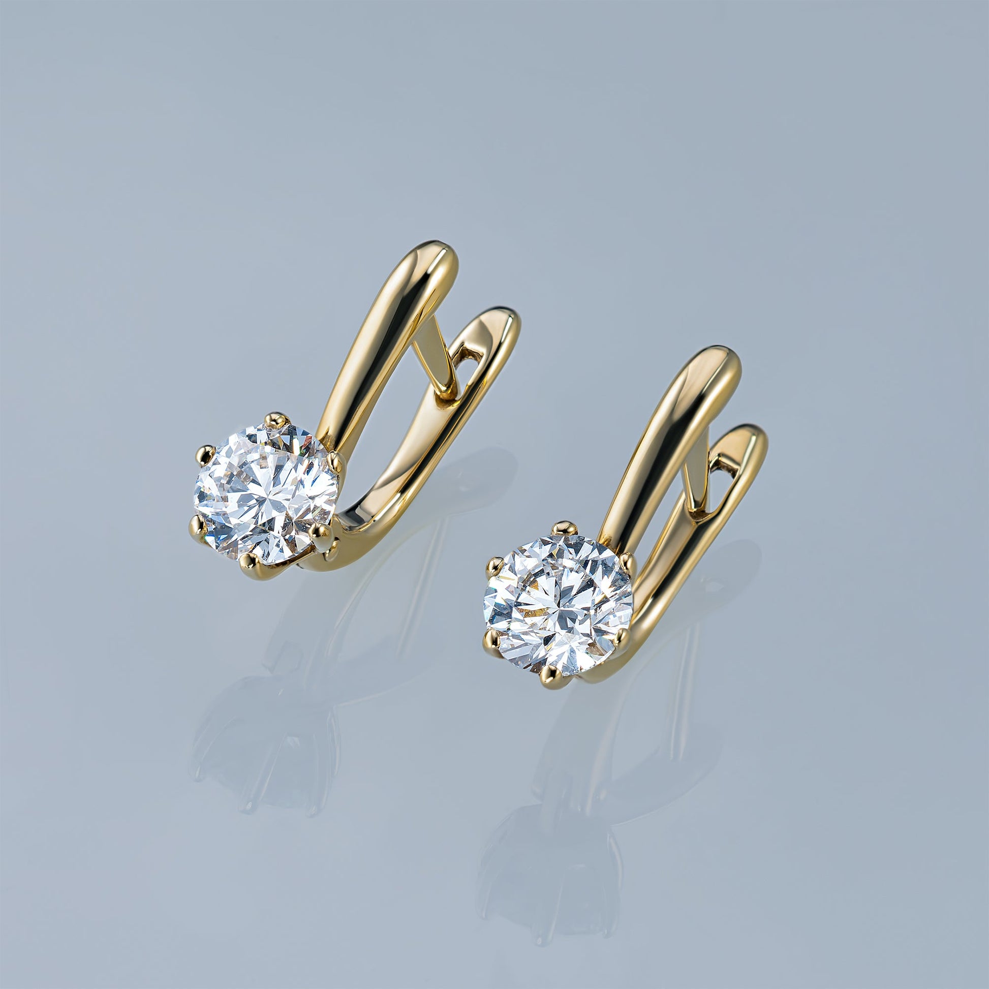 14K Yellow Gold Earrings with 2 Round-Cut Lab-Created Diamonds 0.64 - Which Mark