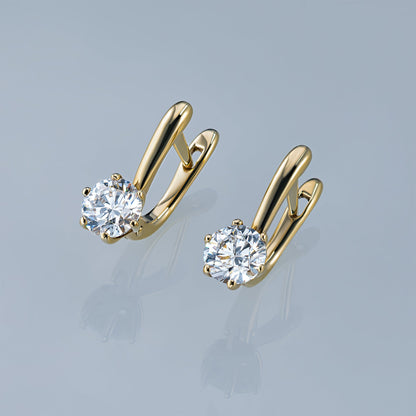 14K Yellow Gold Earrings with 2 Round-Cut Lab-Created Diamonds 0.64 - Which Mark
