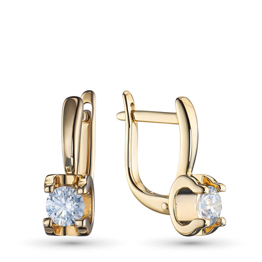 14K Yellow Gold Earrings with 2 Round-Cut Lab-Created Diamonds 1.45 - Which Mark
