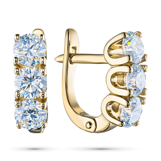 14K Yellow Gold Earrings with 6 Round-Cut Lab-Created Diamonds 2.275 - Which Mark