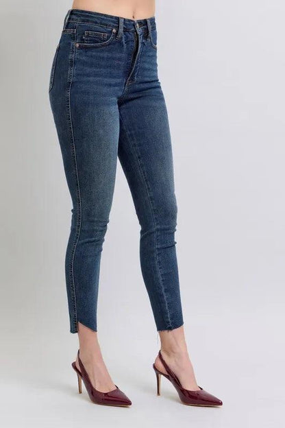 Judy Blue Full Size High Waist Tummy Control Step Hem Skinny Jeans Plus Size - Which Mark