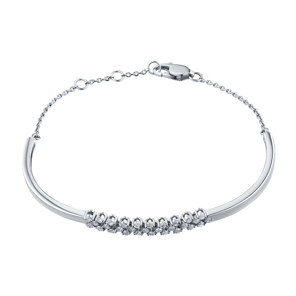 14K White Gold Bracelet with 28 Round-Cut Lab-Created Diamonds 0.571 - Which Mark