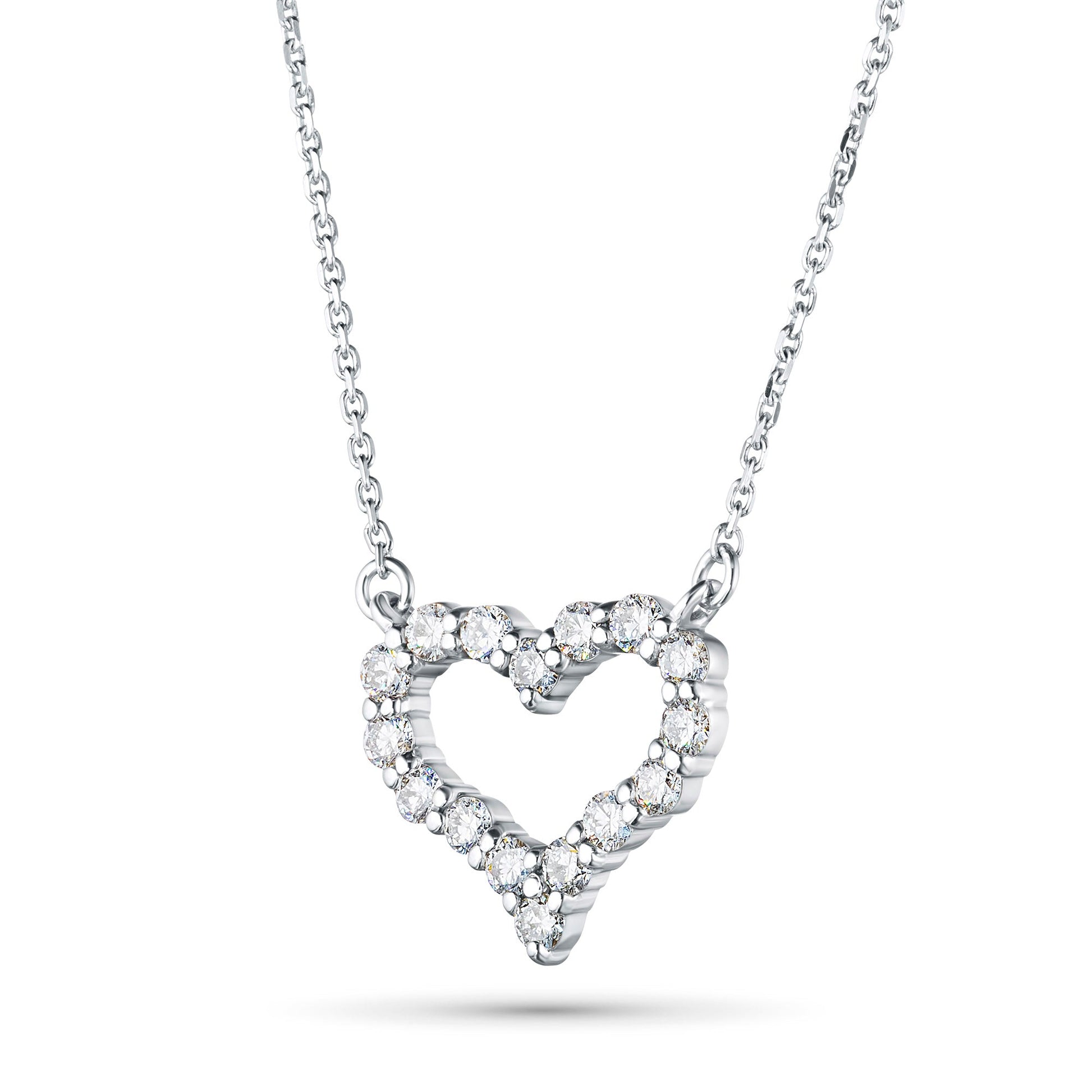 Sterling Silver Necklace with 16 Round-Cut Lab-Created Diamonds 0.623 - Which Mark