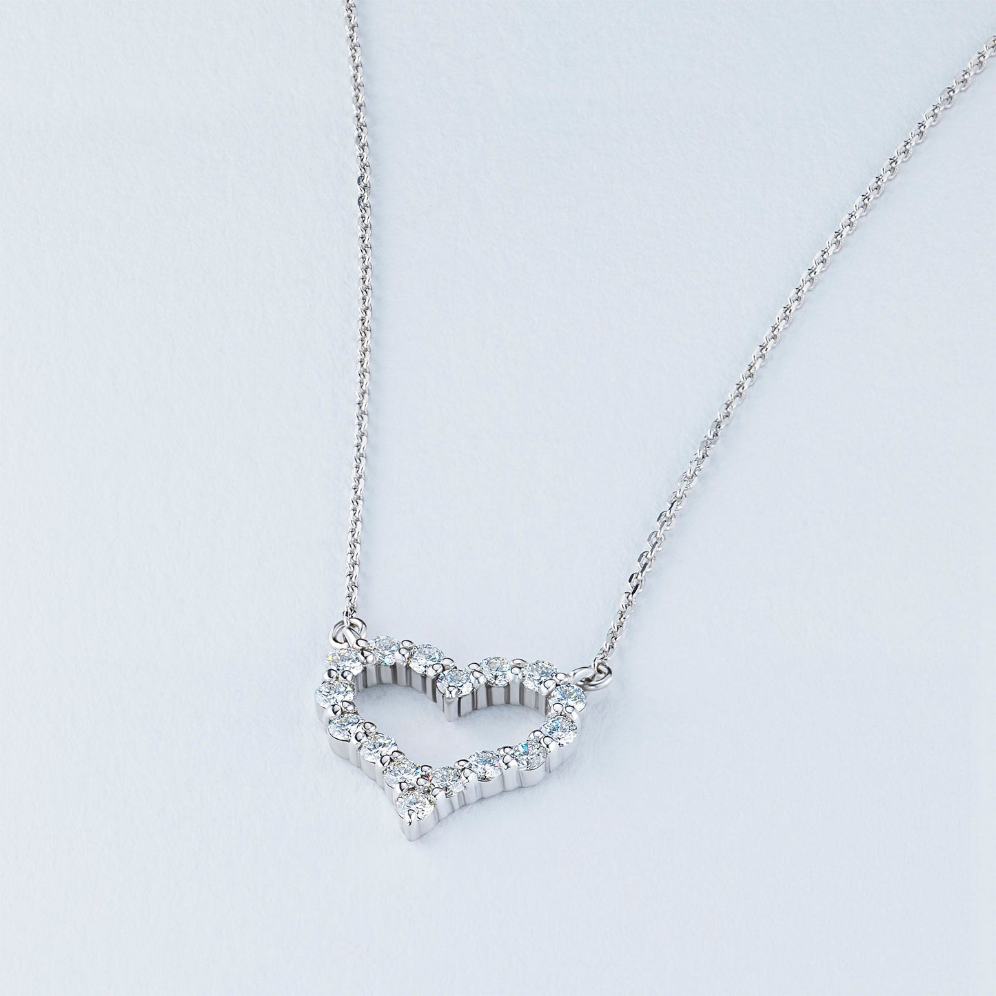 Sterling Silver Necklace with 16 Round-Cut Lab-Created Diamonds 0.623 - Which Mark