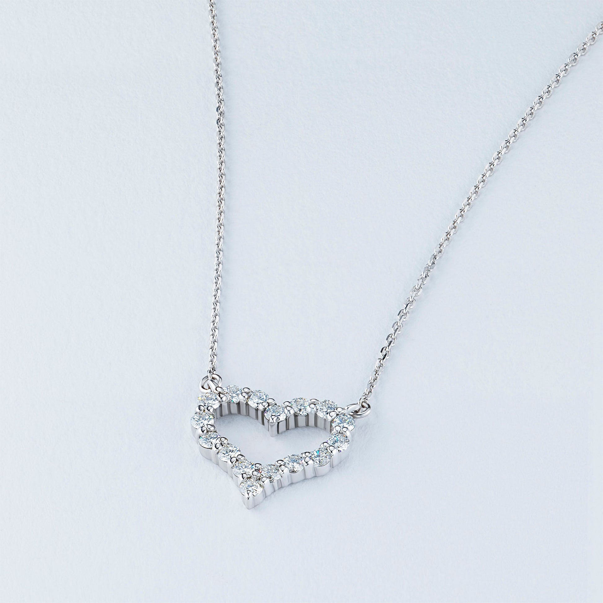 Sterling Silver Necklace with 16 Round-Cut Lab-Created Diamonds 0.623 - Which Mark