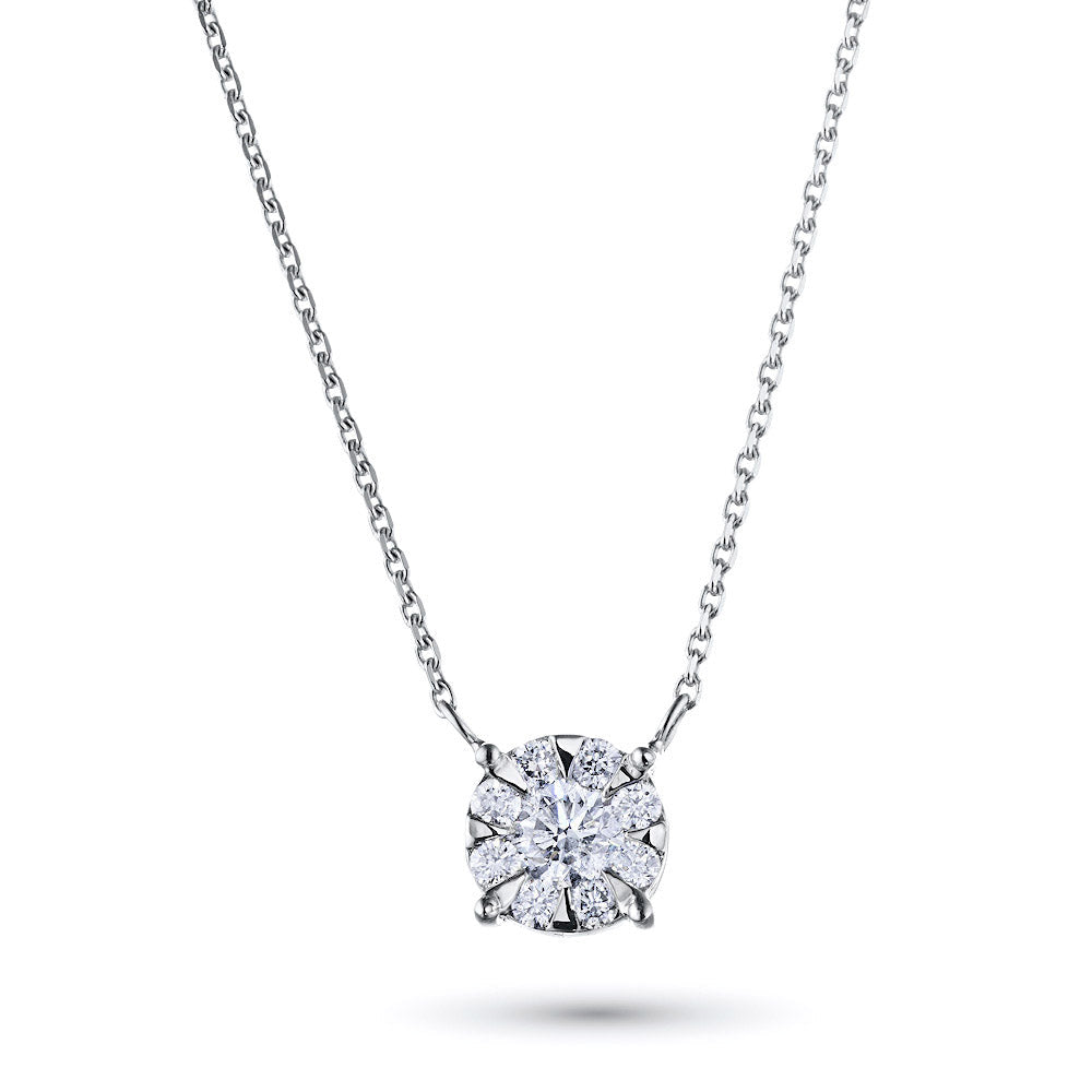 Sterling Silver Necklace with 9 Round-Cut Lab-Created Diamonds 0.293 - Which Mark