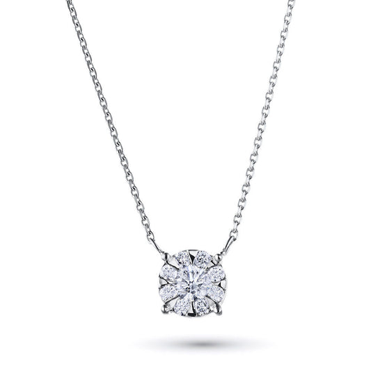 Sterling Silver Necklace with 9 Round-Cut Lab-Created Diamonds 0.293 - Which Mark
