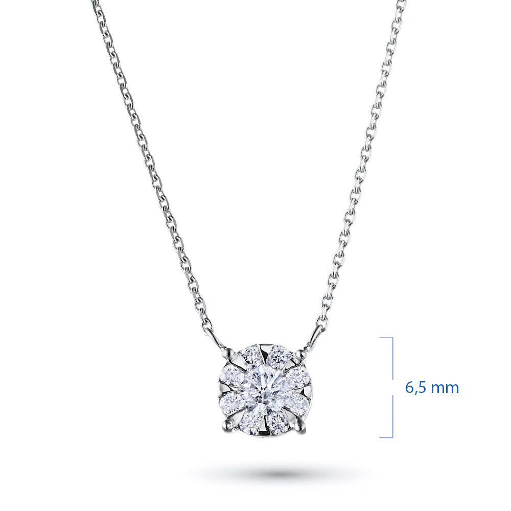 Sterling Silver Necklace with 9 Round-Cut Lab-Created Diamonds 0.293 - Which Mark