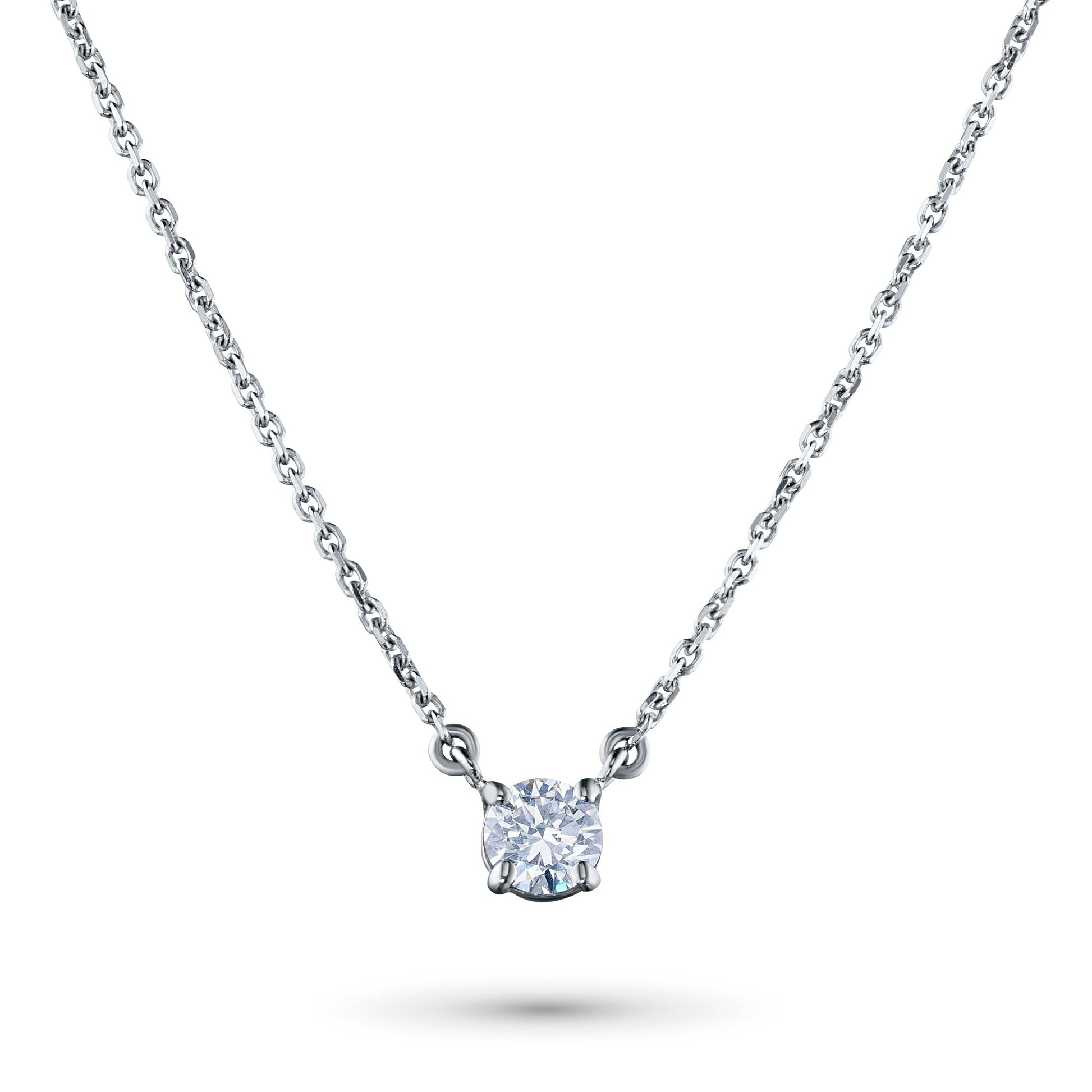Sterling Silver Necklace with 1 Round-Cut Lab-Created Diamond 0.263 - Which Mark