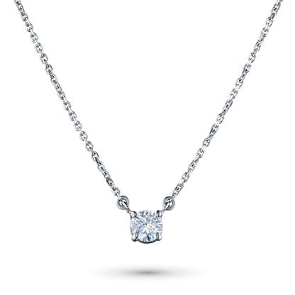 Sterling Silver Necklace with 1 Round-Cut Lab-Created Diamond 0.263 - Which Mark
