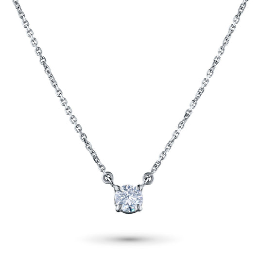 Sterling Silver Necklace with 1 Round-Cut Lab-Created Diamond 0.263 - Which Mark