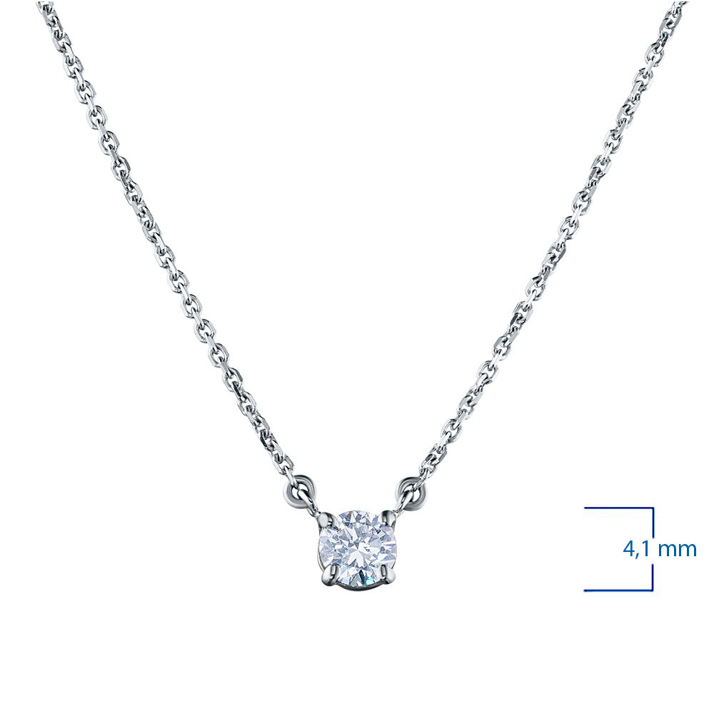Sterling Silver Necklace with 1 Round-Cut Lab-Created Diamond 0.263 - Which Mark
