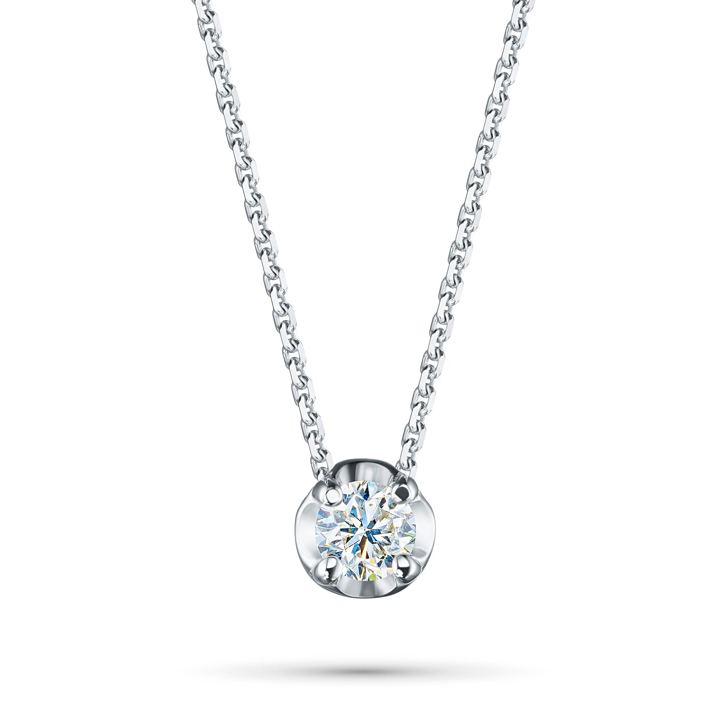 14K White Gold Necklace with 1 Round-Cut Lab-Created Diamond 0.705 - Which Mark