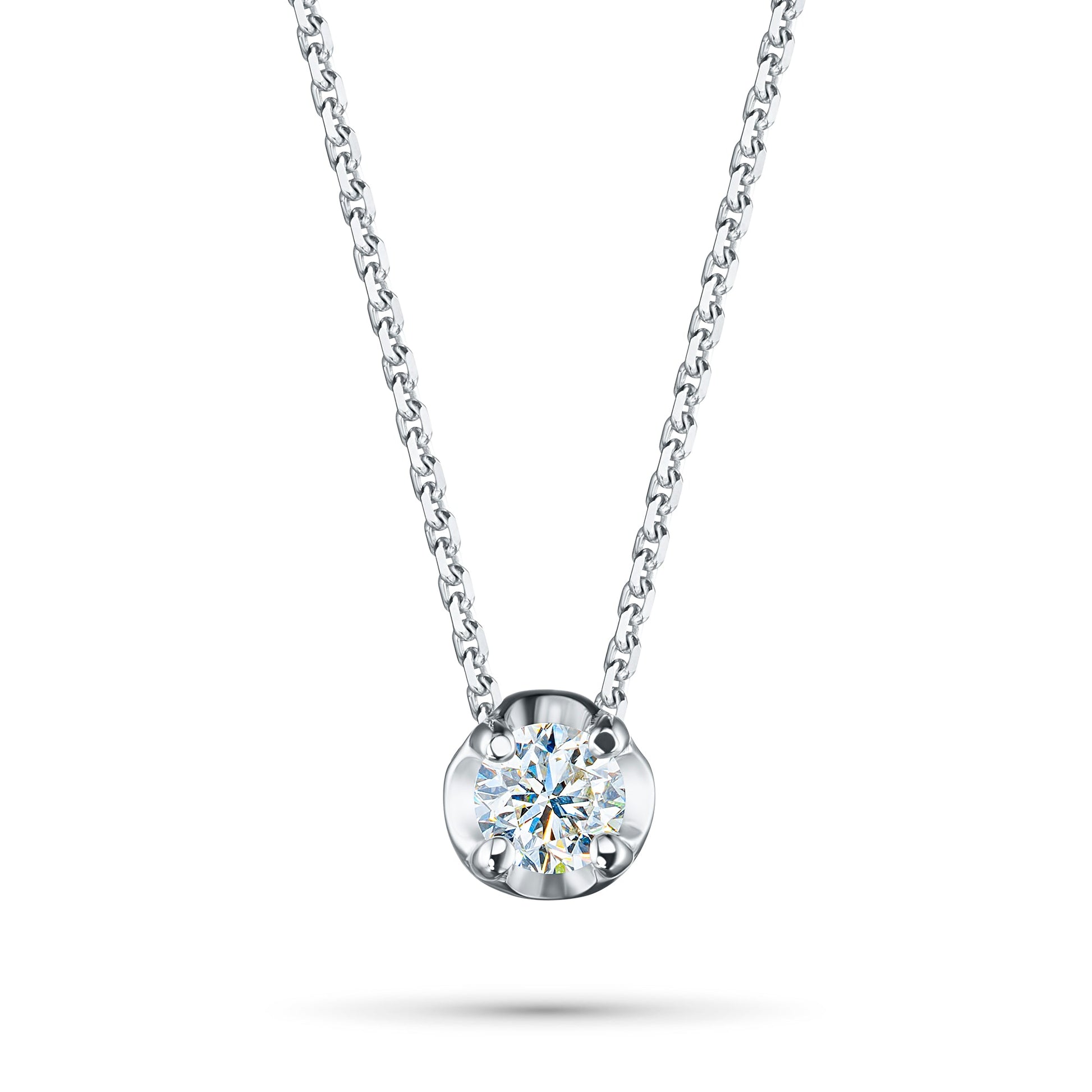 14K White Gold Necklace with 1 Round-Cut Lab-Created Diamond 0.705 - Which Mark