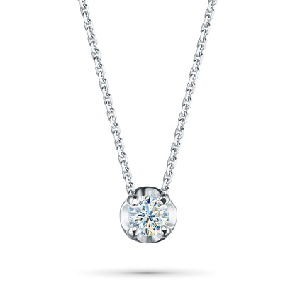 14K White Gold Necklace with 1 Round-Cut Lab-Created Diamond 0.705 - Which Mark