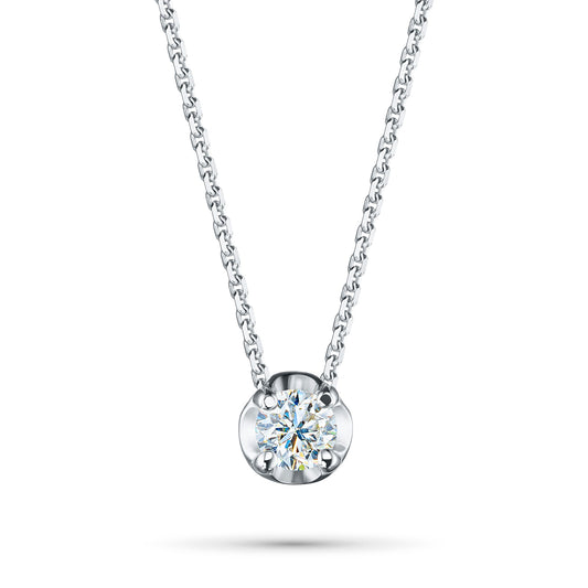 14K White Gold Necklace with 1 Round-Cut Lab-Created Diamond 0.705 - Which Mark