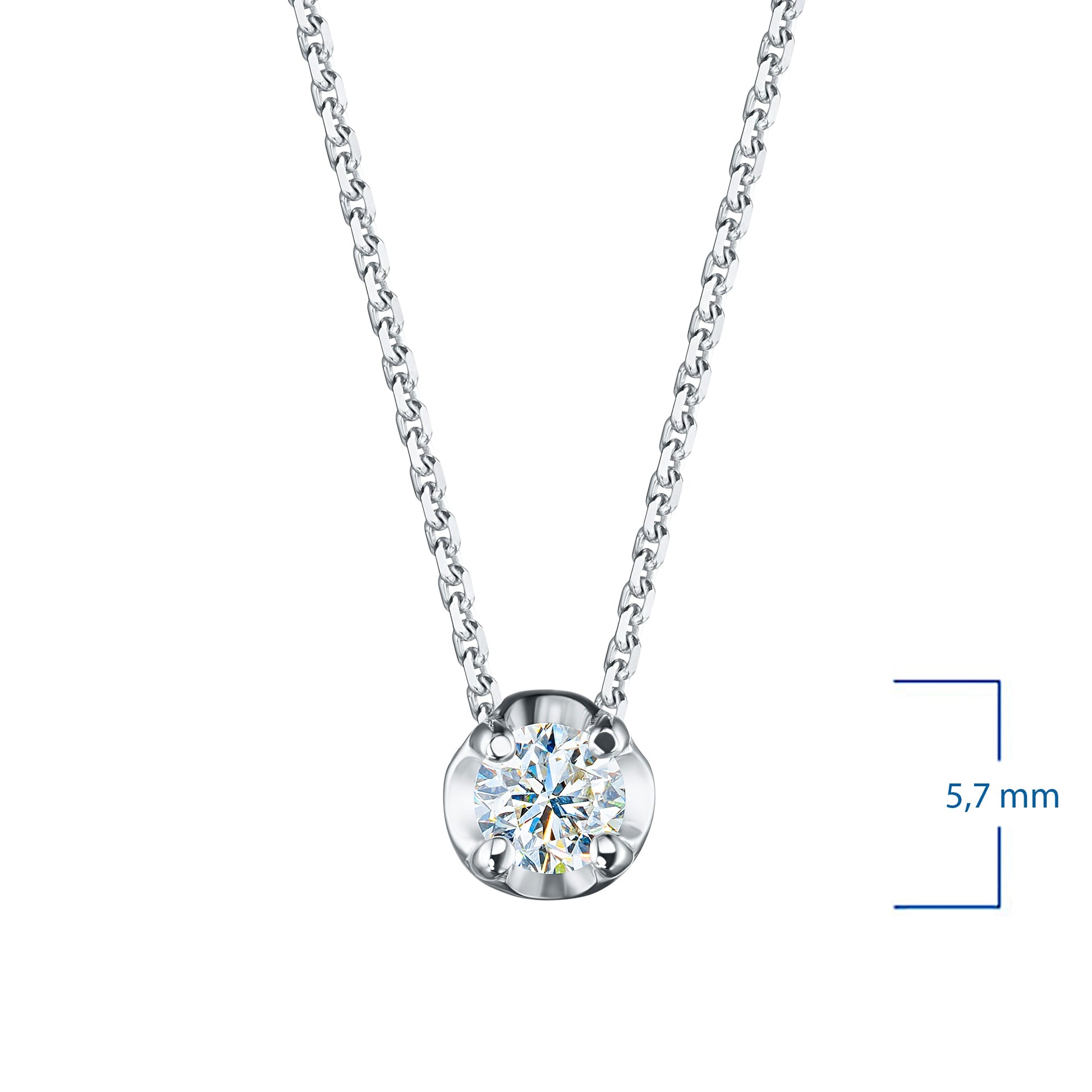 14K White Gold Necklace with 1 Round-Cut Lab-Created Diamond 0.705 - Which Mark