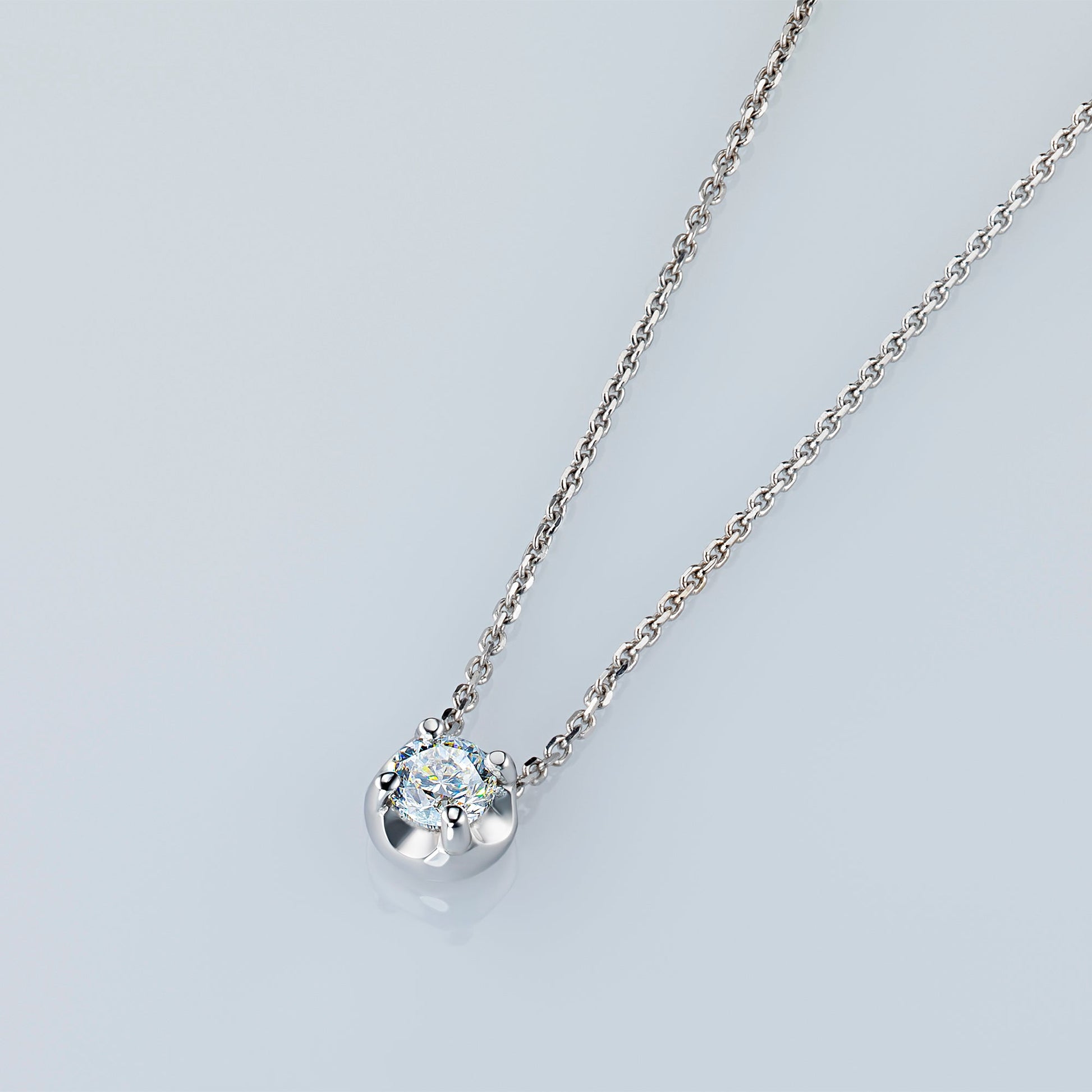 14K White Gold Necklace with 1 Round-Cut Lab-Created Diamond 0.705 - Which Mark